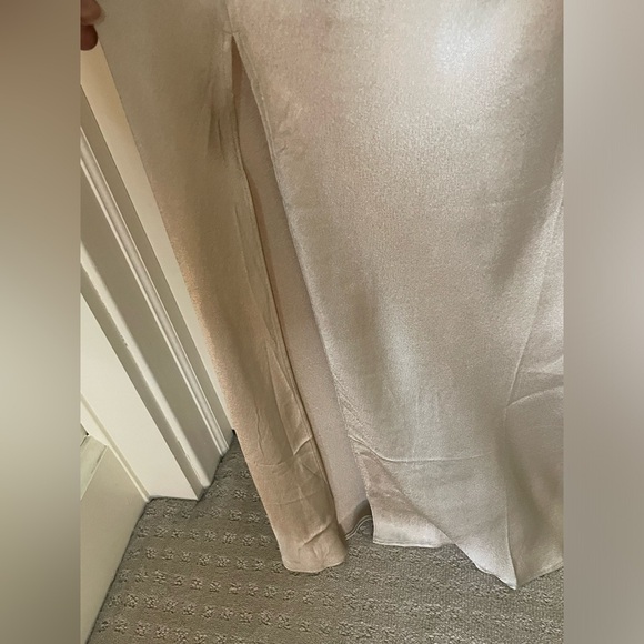 J. Crew High Neck Slip Dress in Luster Crepe Lt Khaki, Sz 8 Formal Wedding Guest - Picture 8 of 14